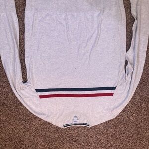 Gray Sweater with Striped Detail